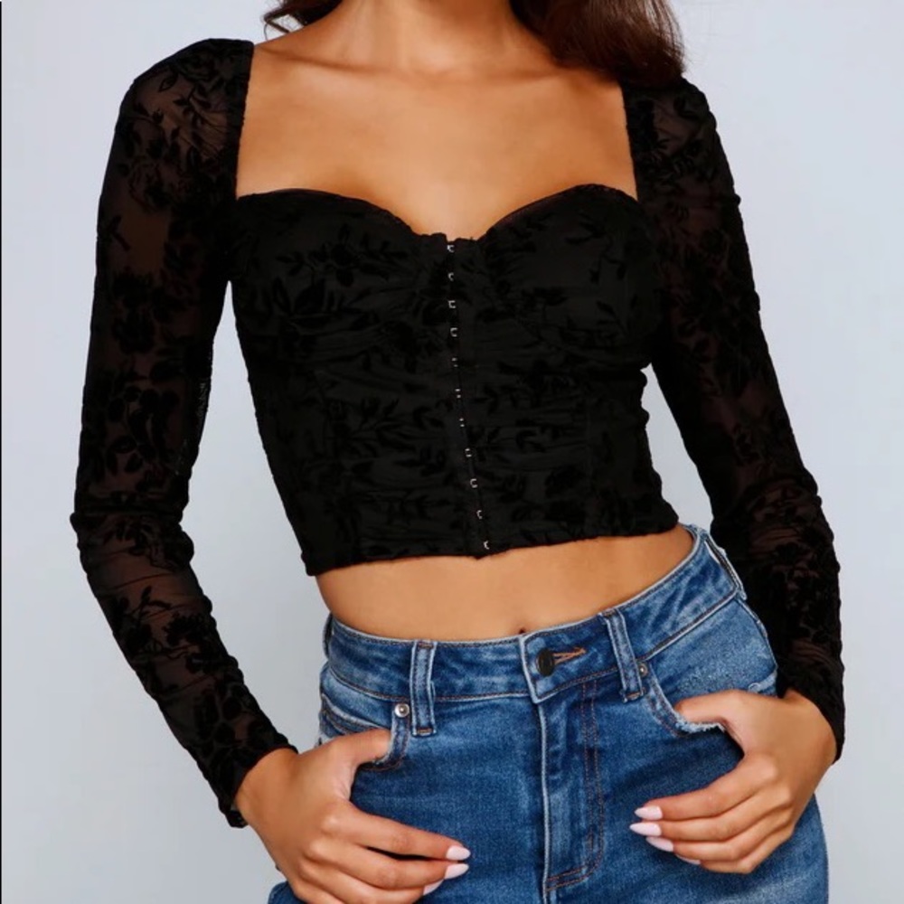 Windsor Black long sleeve sheer corset top
